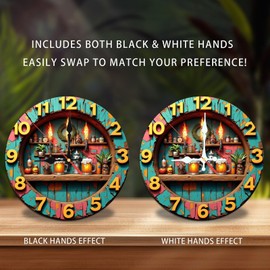 Lancholy Vintage Tiki Bar Beer Clock Wall Decor 10-Inch Wooden Wall Clock, Silent Movement, Battery Operated (AA Batteries Not Included), Artistic Home Decor, Perfect for Home Accents