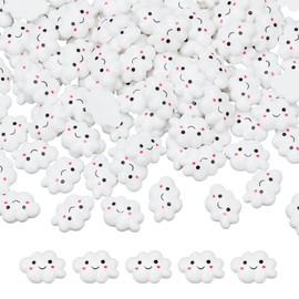 NBEADS 100 Pcs White Cloud Resin Cabochons, 15x22x4.5mm