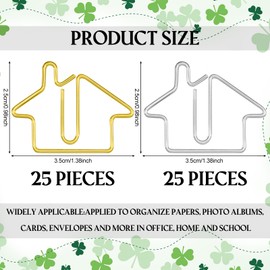 Yeaqee 50 Pcs House Shaped Paper Clips Bookmarks Real Estate Agent Supplies Gold Silver Fun Paperclips Bulk for Kids Student School Office Home Classroom Desk Accessories Gift