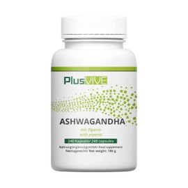 Plusvive Ashwagandha 240 Capsules - High Dose with 1950 mg per Daily Dose - Indian Sleep Berry - Vegan and Laboratory Tested