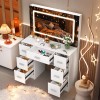 Yamissi Vanity Desk Set with LED Light Mirror Makeup Vanity