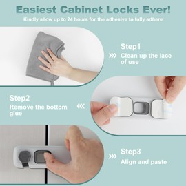 6 Pack Child Proof Refrigerator Lock, Fridge Locks for Kids with Sticky Adhesive Pads, Child Proof Safety Freezer Door Latches for Upright Freezer, Cabinets, Cupboard Door