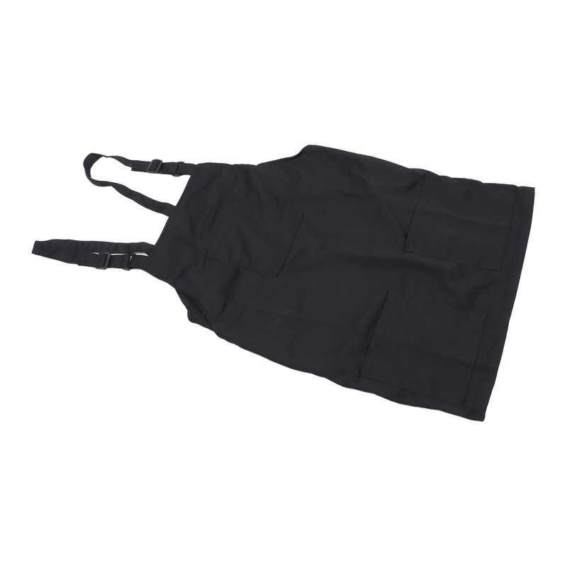 Kitchen Apron Black Apron Polyester Pockets Adjustable Strap Unisex Apron
