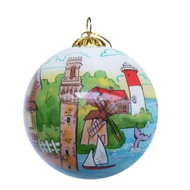 Art Studio Company Hand Painted Glass Christmas Ornament - Illustrated Cape Cod