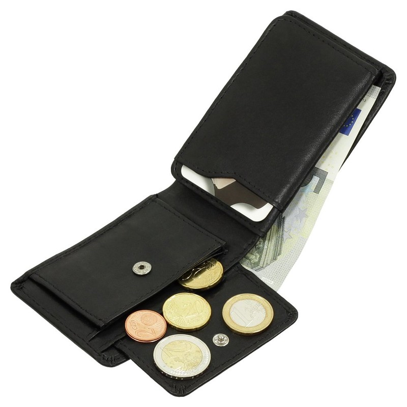 Branco Leather Men's Mini Purse Soft Cowhide 10 cm, black,