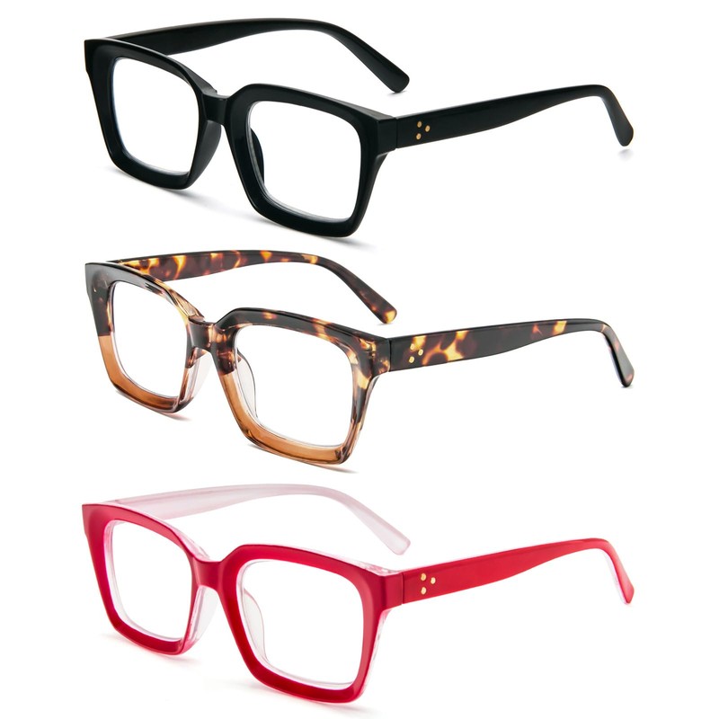 MMOWW Oversized Reading Glasses for Women 3 Pack Oprah Style