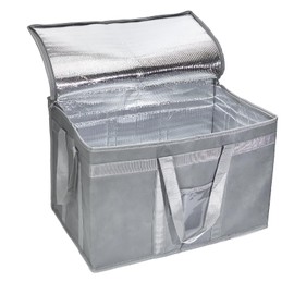 XXX-Large Insulated Collapsible Cooler Bags with Zipper Closure,Reusable Grocery Shopping Bags Keep Food Hot or Cold (Without Cup Holder（Grey）)