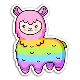 2 x 10cm Rainbow Llama Vinyl Stickers - Alpaca Fun Sticker Laptop Luggage #17886 (10cm Tall)