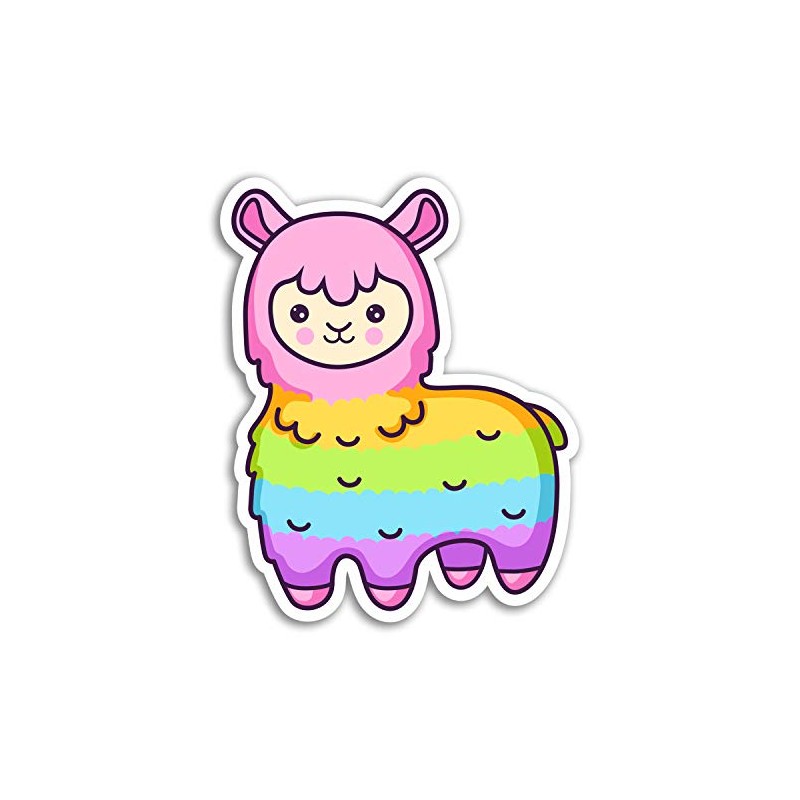 2 x 10cm Rainbow Llama Vinyl Stickers - Alpaca Fun