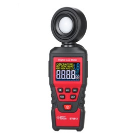 SMART SENSOR ST6813 Handheld Illuminometer LCD Color Screen Digital Illuminance Light Lux Meter Measurement Tool Battery Operated Photometer Luxmeter with 180° Rotatable Probe Measuring Range Up to 100,000 Lux / 10,000 FC and 1pc Tool Bag for Indoor Plan