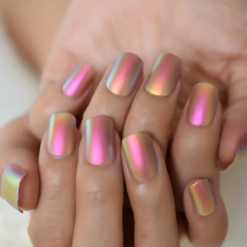 Sure Things Holographic Press on Nails Sunset Rust Matte Metallic