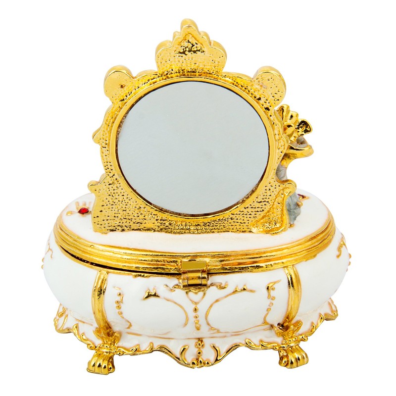 QIFU Furniture Dressing Table Hand Painted Enamel Jeweled Trinket Box