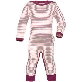 Engel, Sleepsuit with Envelopes on the Legs, 70% Organic Wool, 30% Silk, Made in Germany, Natural/Orchid