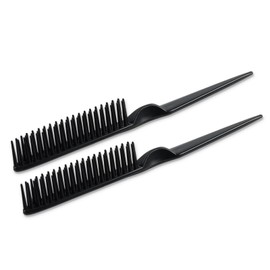 3 Row Comb for Natural Hair Three Row Detangling Comb Hair Styling Comb Nylon Bristle Teasing Brush Rat Tail Comb for Women Men Wig Comb for Detangling, Defining, Parting 2 Pcs, Black