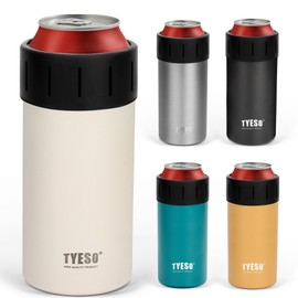 TYESO Can Holder, Cold Insulation, Plastic Bottle, Insulated, Cold Can Holder, Tumbler, 2-Way Type, 11.8 fl oz (350 ml), 16.9 fl oz (500 ml), For Cans, Anti-Slip, Vacuum Insulated (White, 16.9 fl oz