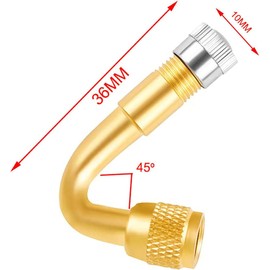 LEEGAWU 2-Pack Tire Valve Extension, 45 Degree Tire Valve Stem Extension Brass Adaptor Compatible for Passenger Cars, Stroller, Bicycles, Motorcycles, Trailers, RV and Recreational Vehicles (45°)