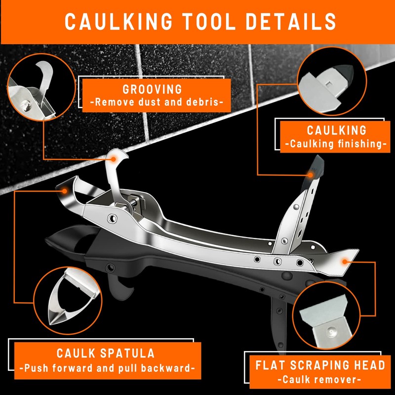 Caulking Tool Kit Stainless Steel Grout Removal Tool,4 in 1