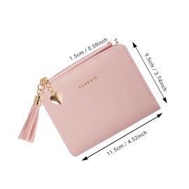 Moorle Women's Small Purse, Women's Coin Compartment, Leather Purse, Mini Purse with RFID Protection, Credit Cards for Women, Pink (pink 2), Classic