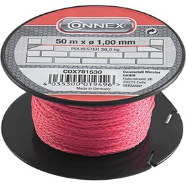 Connex Polyethylene Braided Mason's Twine, Knot Resistant, Tear Resistant & Durable Guide Line / Builders' Line / Plumb Line on a Spool, Pink