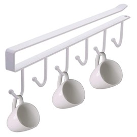 THETAG Cup Holder, Cupboard Insert Under Cabinet Hanging Rack Cupboard Insert Cup Holder Hooks No Drilling for 6 Cups, 1 Piece (White)