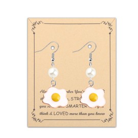 BNQL Fried Egg Earrings Fried Egg Gifts Egg Dangle Drop Earrings for Women Girls Lover Kitchen Cooking Jewelry Gifts Earring, Metal, No Gemstone