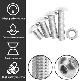 500 PCS Bolts Nuts kit M3 M4 M5 Screw Sets Stainless Steel Hex Button Head Socket Cap Screws Nuts Washers Assortment Kit Screw Sets with Allen Wrenches and Sturdy Plastic Organizer Box