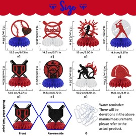 8 Pcs Baseball Honeycomb Centerpieces Baseball Party Decorations Baseball Centerpieces for Tables Sports Theme Party Decor Supplies