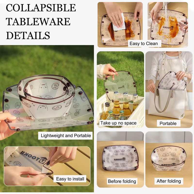 MIUPOO Collapsible Bowl Plate Cup Set, Portable Camping Tableware, Food