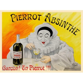 Magnet 1911 Pierrot Absinthe Garcon! Vintage Style Absinthe Advertising Magnet Vinyl Magnetic Sheet for Lockers, Cars, Signs, Refrigerator 5"