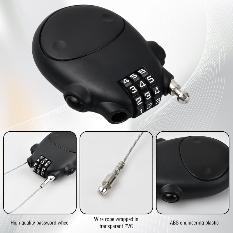 Extendable Cable Lock, 75 cm Steel Cable Luggage Lock, Combination