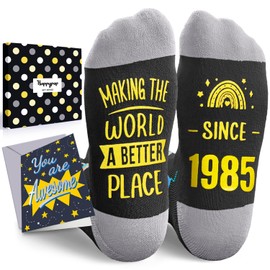 HAPPYPOP 1985 Birthday Gift Ideas for Men Women - Socks for 40 Year Old Middle Aged Man Woman, Best Gifts for 40 Year Olds, 40th Birthday Gifts for Him Her