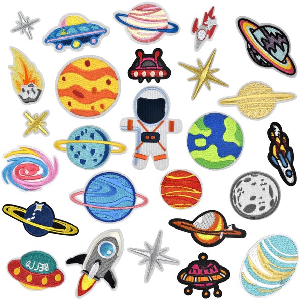 Kioiner 26 Pcs Iron on Patches, Solar System Space Planets