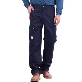 BOCOMAL FR Pants for Men Utility Cargo Pockets Flame Resistant/Fire Retardant Carpenter Water Oil Repellent Finish Navy