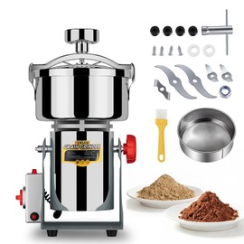 TERUISI Grain Mill Grinder, 800g Electric Grain Mill for Flour, 3000W High-speed Wheat Grinder with Bottle-Cap Style Sealing Lid, 110V Commercial Powder Grinder for Dry Spice Bean Grains Coffee Pepper