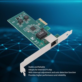 PCI Express Network Adapter, 10/100/1000Mbps PCI Express Gigabit Ethernet Card with 82574 Chip, Supports VLAN, RJ45 LAN Controller for Desktop PC