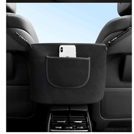 JEYODA Car Handbag Holder Between Seats Suede Large Capacity Car Purse Holder Automotive Consoles & Organizers for Document Phone Storage (Black)