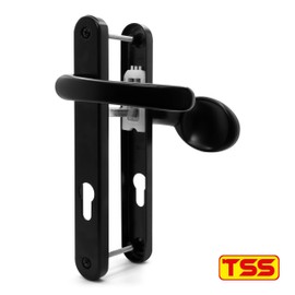 TSS UPVC Door Handle Set- Lever Moveable Pad - 92mm / 70mm PZ (Centres) - 203mm Screw to Screw - Backplate 235mm X 32mm - Replacement UPVC Door Handles - PVC Door Handle (Black)