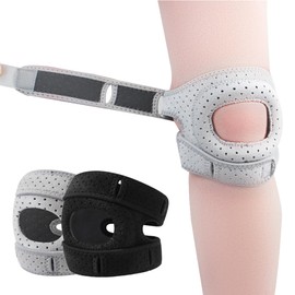 Guiguishiny Patellar Tendon Support Band, Sports Knee Support with Patella Gel Pads, Patella Knee Bandage, Adjustable Knee Support for Men and Women, Elastic and Breathable (Grey, S)