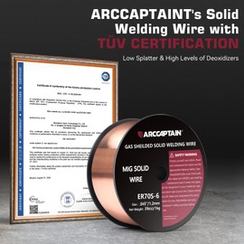 ARCCAPTAIN MIG Welding Wire, MIG Wire ER70S-6 2Lbs Gas Solid Carbon Steel Low Splatter MIG Welding Wire Compatible With Lincoln Miller Forney Harbor Welder (0.045" 2Lb)