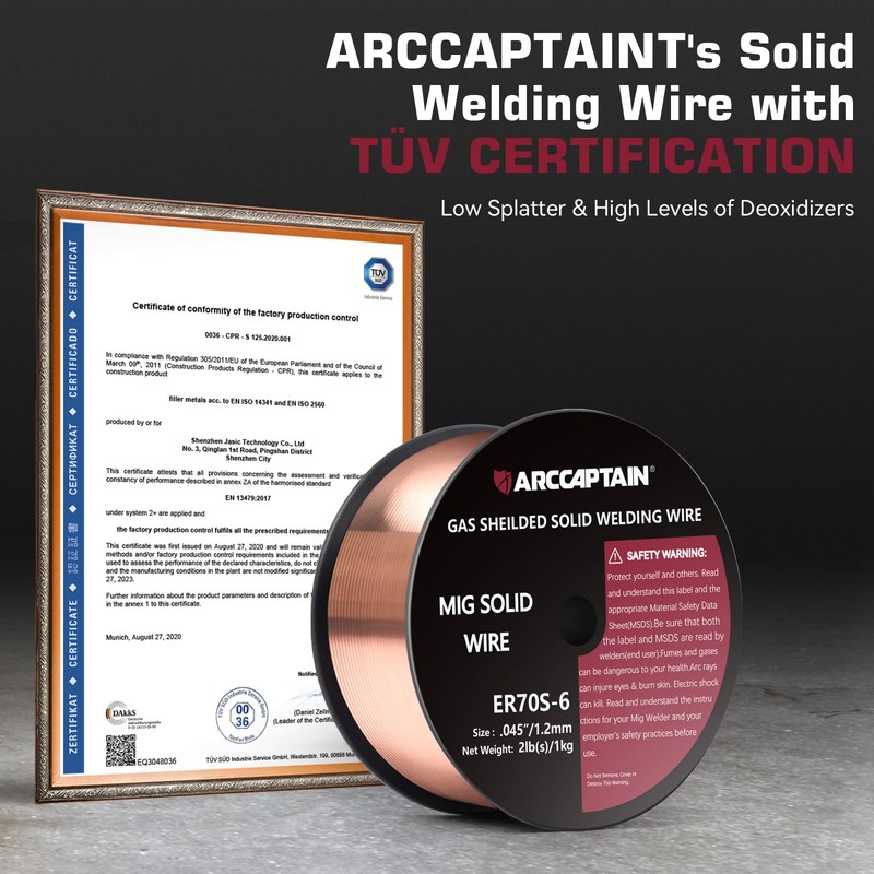 ARCCAPTAIN MIG Welding Wire, MIG Wire ER70S-6 2Lbs Gas Solid