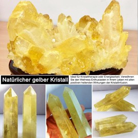 HINATAA Crystal Water Bottle, Removable Healing Natural Quartz Water Bottle, 550 ml (Yellow)