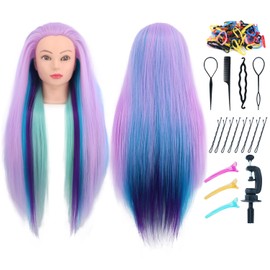 Mannequin Head with Hair piaou 29'' Doll Head for Hair Styling Cosmetology Mannequin Head for Braiding Practice Styling Hairdressing Training Heads with Clamp Holder (Cherry Blossom Four Colors)