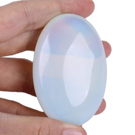 Lovionus89 Synthetic Opalite Worry Stones, Oval Palm Tree Bag, Healing Crystal, Massage Spa, Energy Stone
