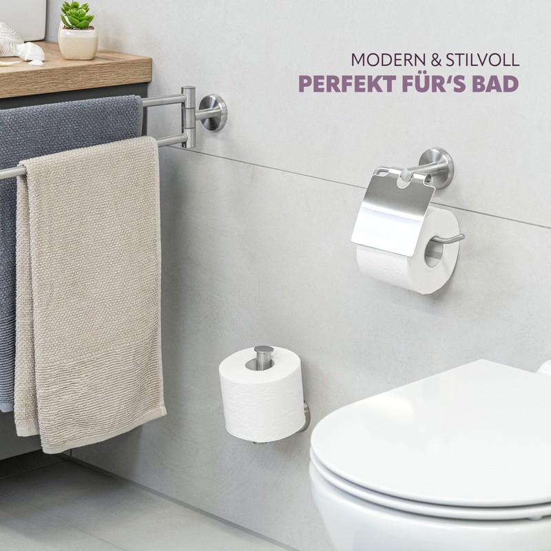 bremermann® PIAZZA Bathroom Range - Toilet Roll Holder with Lid,
