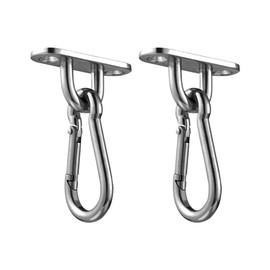 NUOLUX Pad Eye Rectangular Ceiling Hook Carabiner Shade Hook U Shape Hook Hardware Pad Eye Plate Stainless Steel Loop Stainless Steel Screw Mount for Ceiling Hanging M5 Exterior Wall 2pcs Silver