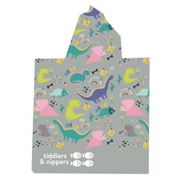 tiddlers & nippers Kids Patterned Microfibre Hooded Towel/Poncho | Lightweight, Super Absorbent Microfiber & Quick Drying | Ideal For Beach, Pool, Holidays & Travel (Dinky Dinos, 18m-5 Years)
