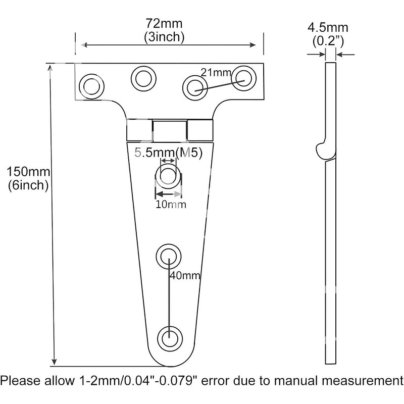 2 Pcs Marine Grade Stainless Steel 316 T-Shape Deck Closet