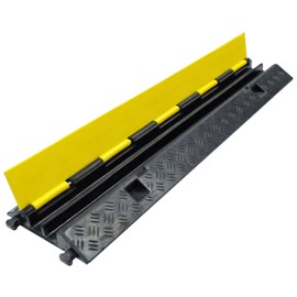 Electriduct 2-Channel Rubber Cable Protector Floor Cord Cover Wire Ramp up to 1 Inch Pipe or Hose Diameter with T connectors