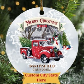 Custom Christmas Ornaments Gift Bakersfield CA Keepsake Houswarming Home Town Ornament 2024