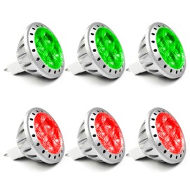 ALIDE Red Green MR11 GU4 Led Bulbs,Replace 10W 20W 35W Halogen,12V 3W Red Green MR11 for Christmas Holiday Decoration Outdoor Landscape Lighting,30 Deg,6 Pack Mix